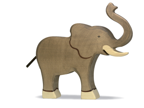 Holztiger - Elefant, Rüssel hoch - zum Schließen ins Bild klicken